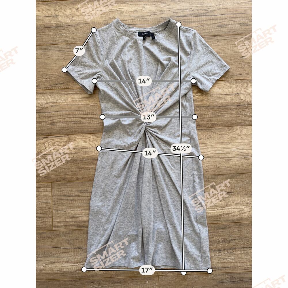 Theory Womens Short Sleeve Twist Knot Tee Dress Gray Cotton S Minimalist Stretch - Picture 6 of 6